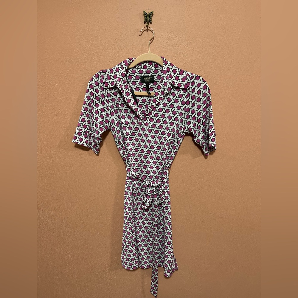 Laundry by Shelli Segal Collared Geometric Print Dress